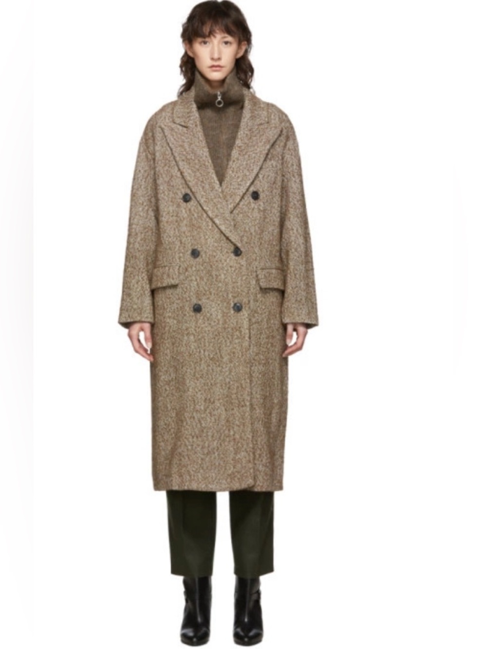 Isabel Marant Etoile Habra wool blend overcoat chestnut